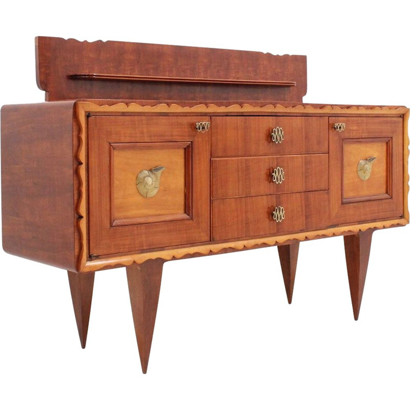 Meuble bar vintage en bois et laiton de Pier Luigi Colli, 1940