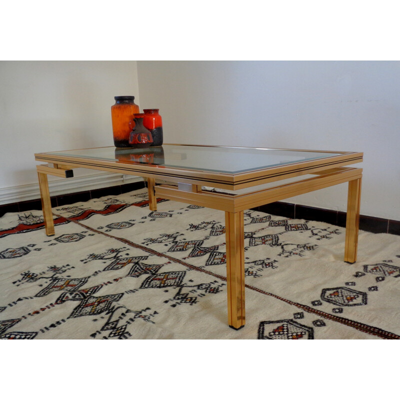 French coffee table in glass and aluminum, Pierre VANDEL - 1970s