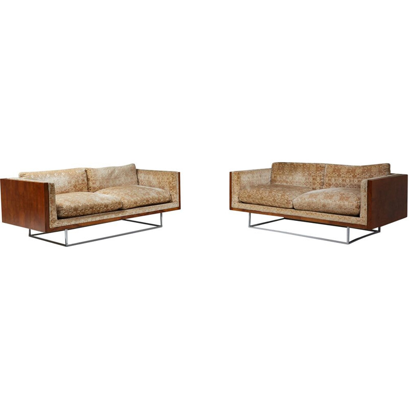 Pair of vintage Love seat sofas by Milo Baughman, 1971