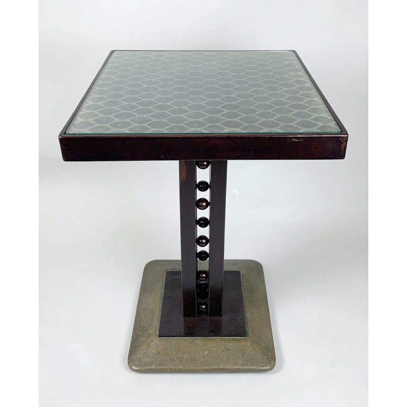 Mesa de pedestal vintage de la Secesión vienesa con placa de cristal de Josef Hoffmann, Austria 1900