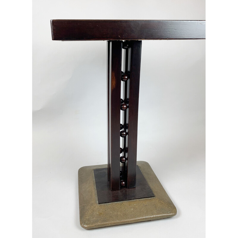 Mesa de pedestal Vintage Viennese Secession com placa de vidro por Josef Hoffmann, Áustria 1900