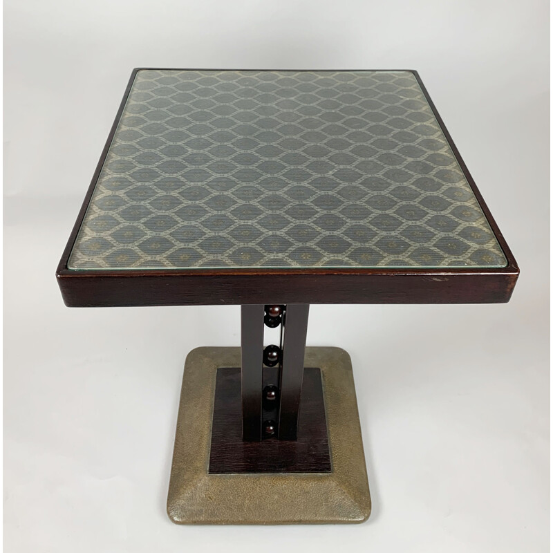 Mesa de pedestal Vintage Viennese Secession com placa de vidro por Josef Hoffmann, Áustria 1900