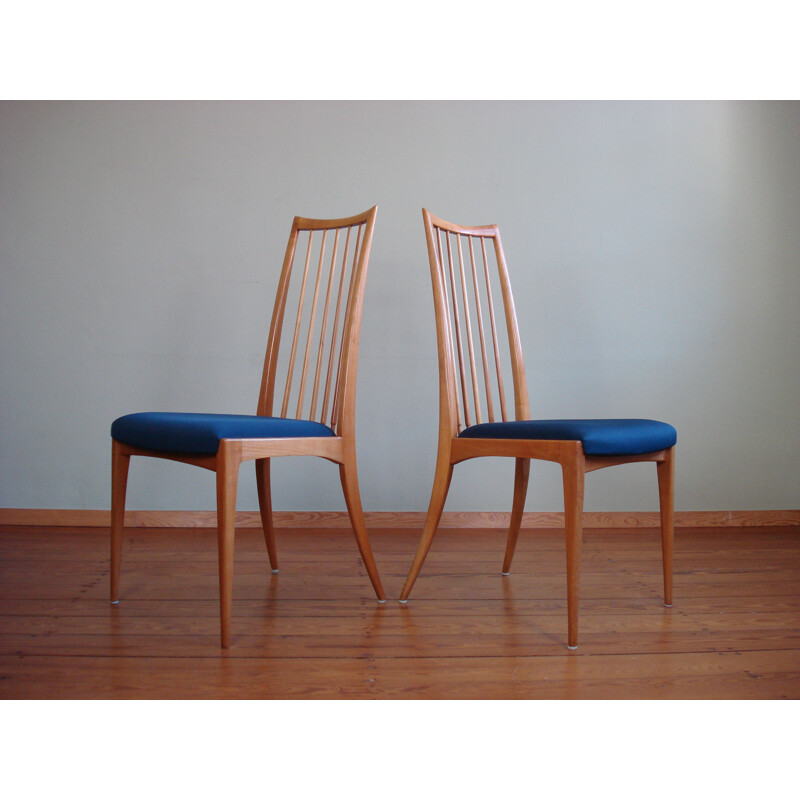 Ensemble de 4 chaises vintage en tissu et bois par Ernst Martin Dettinger, 1960