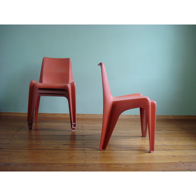 Set of 4 vintage fiberglass Ba 1171 chairs by Heltmut Bätzner for Bofinger, 1964