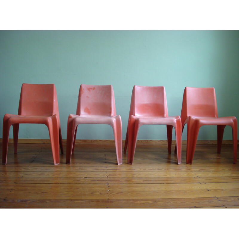 Set of 4 vintage fiberglass Ba 1171 chairs by Heltmut Bätzner for Bofinger, 1964