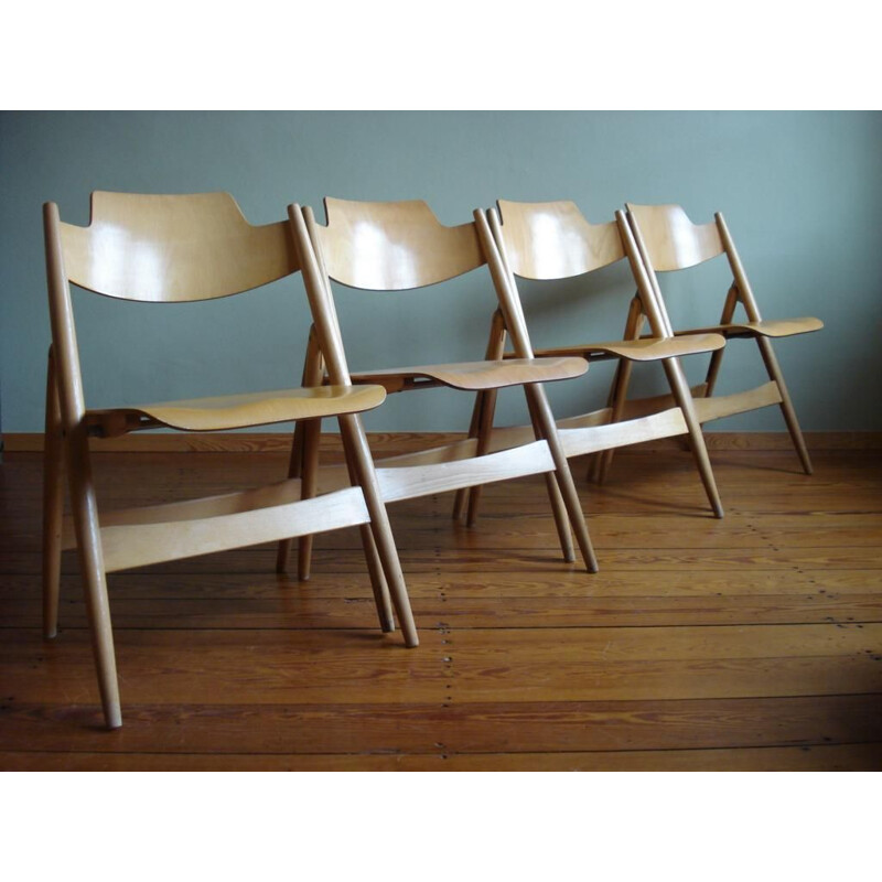 Set of 4 vintage Se18 folding chairs by Egon Eiermann, 1950s