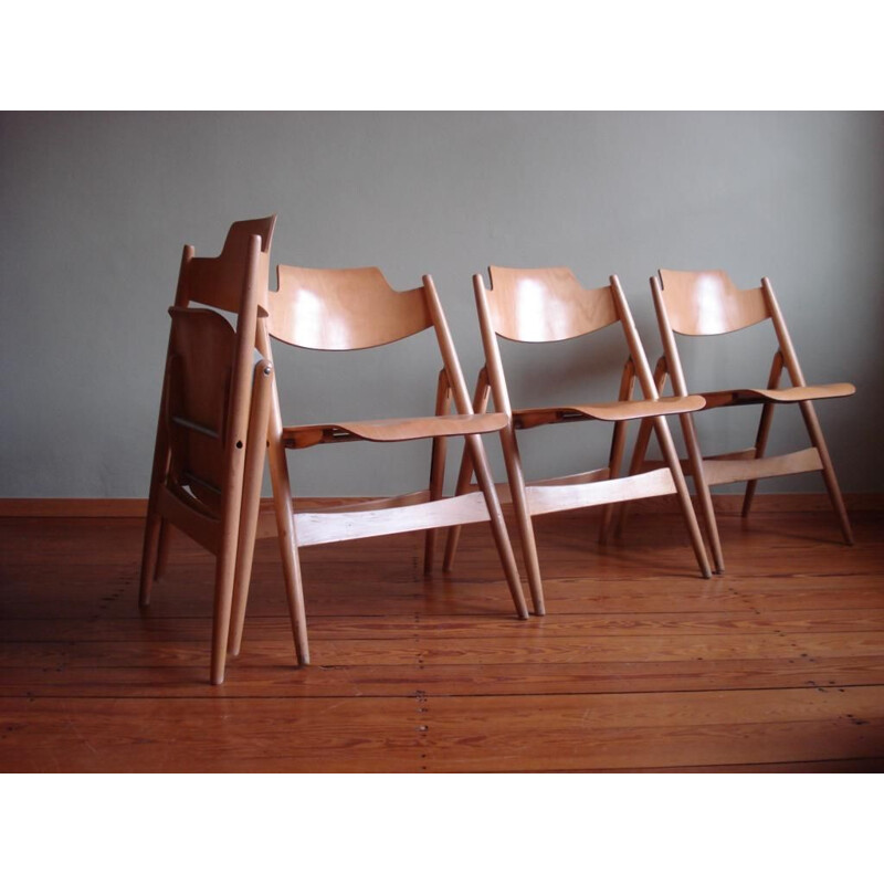 Ensemble de 4 chaises pliantes vintage Se18 d'Egon Eiermann, 1950