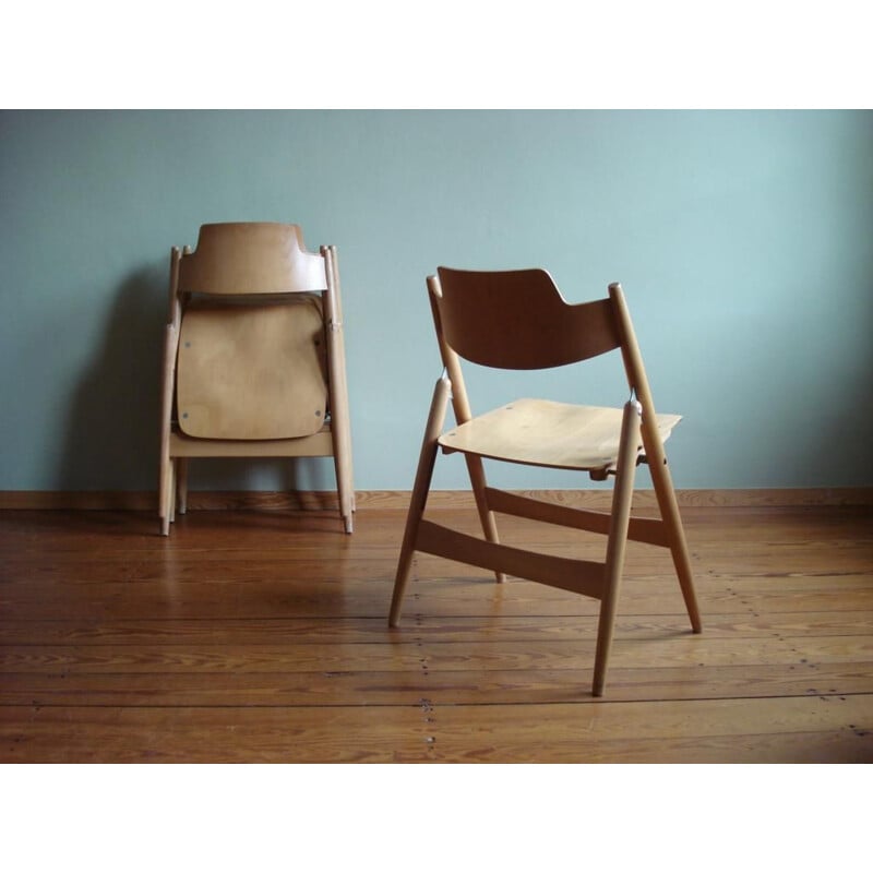 Set of 4 vintage Se18 folding chairs by Egon Eiermann, 1950s