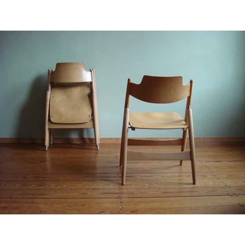 Ensemble de 4 chaises pliantes vintage Se18 d'Egon Eiermann, 1950