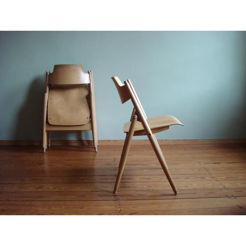 Set of 4 vintage Se18 folding chairs by Egon Eiermann, 1950s