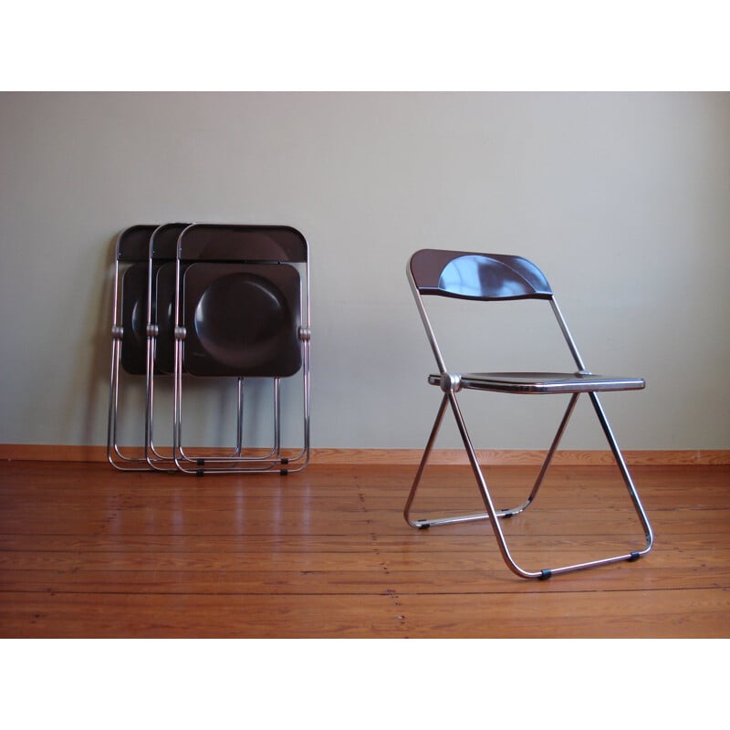 Set of 4 vintage folding chairs "Plia" by Giancarlo Piretti for Castelli Anonima Castelli, 1970