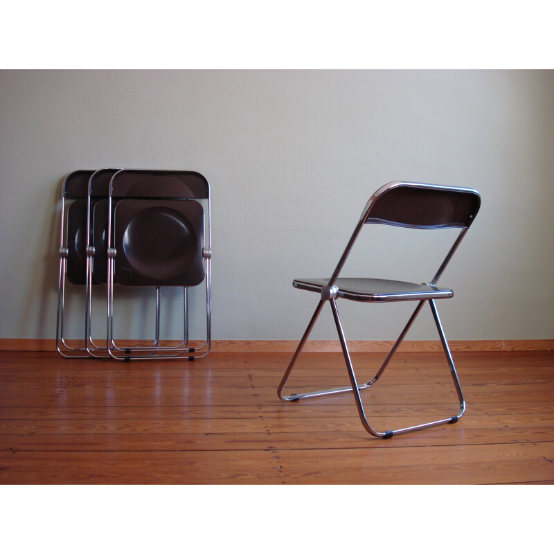 Set of 4 vintage folding chairs "Plia" by Giancarlo Piretti for Castelli Anonima Castelli, 1970