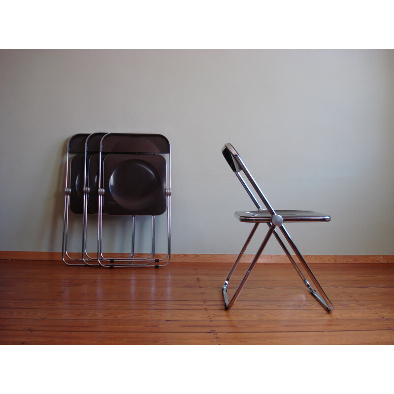 Set of 4 vintage folding chairs "Plia" by Giancarlo Piretti for Castelli Anonima Castelli, 1970