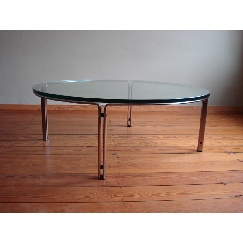 Mesa de centro de cristal vintage de Horst Brüning para Kill International, 1960