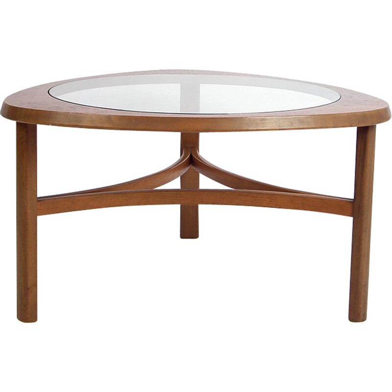 Mid-century coffee table in teak and glass - 1950s