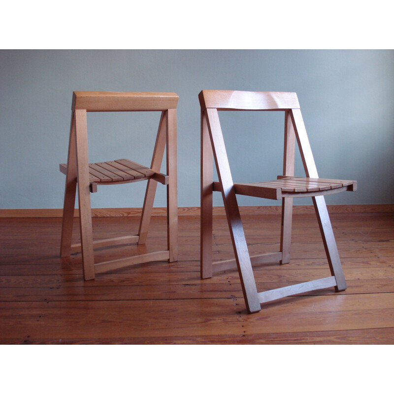 Set of 6 vintage beech folding chairs by Aldo Jacober for Bazzani, 1960