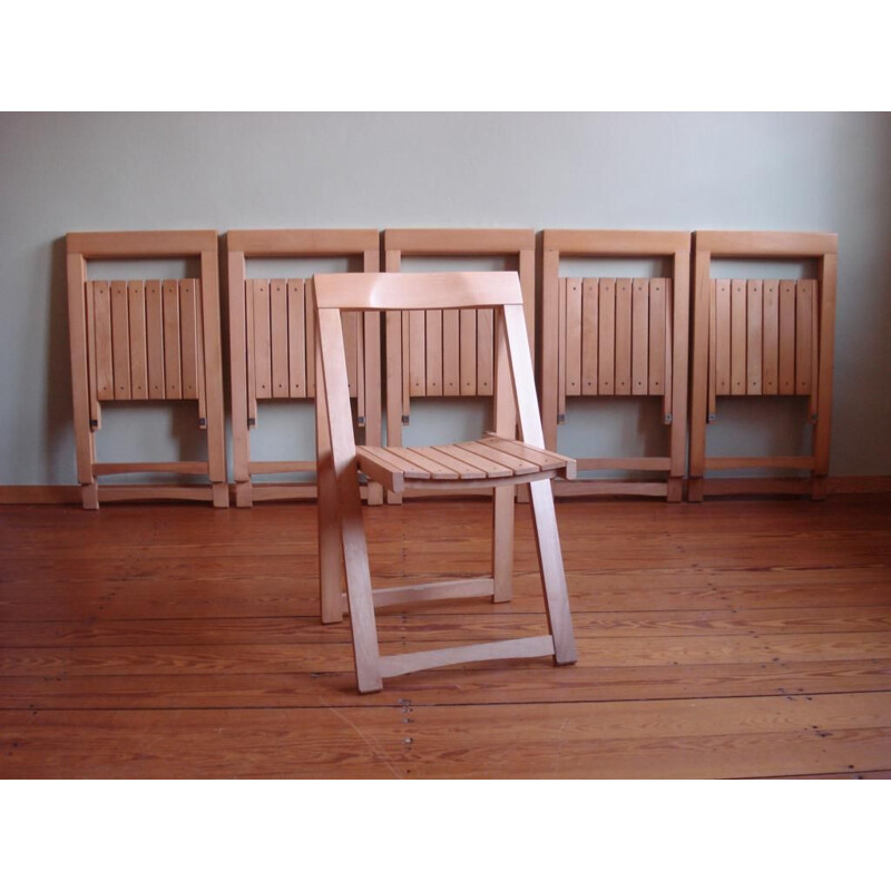 Set of 6 vintage folding chairs by Aldo Jacober for Bazzani, Italy 1960s