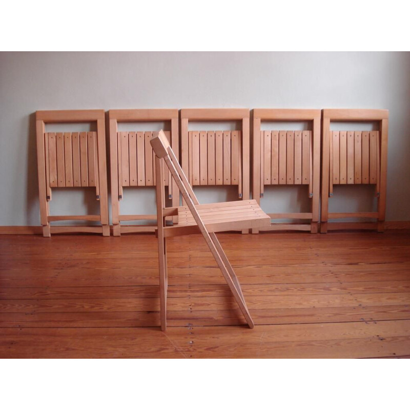 Set of 6 vintage folding chairs by Aldo Jacober for Bazzani, Italy 1960s