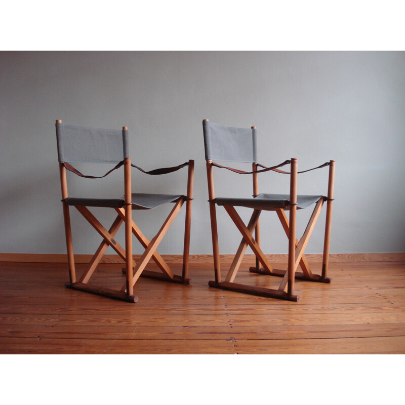 Pair of vintage folding chairs by Mogens Koch for Interna, Denmark 1960s