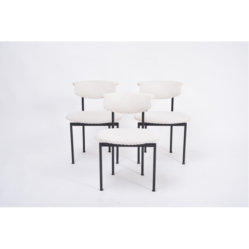 Ensemble de 3 chaises Alpha blanches vintage de Rudolf Wolf, 1960