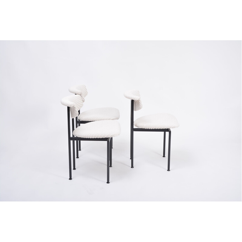 Juego de 3 sillas blancas vintage Alpha de Rudolf Wolf, 1960