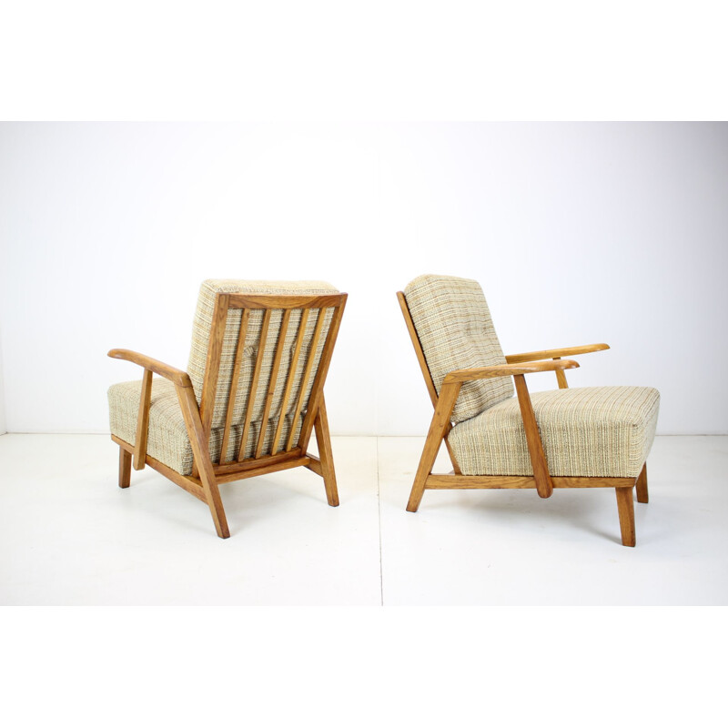 Pair of vintage oakwood armchairs by Krasna Jizba, Czechoslovakia 1960s