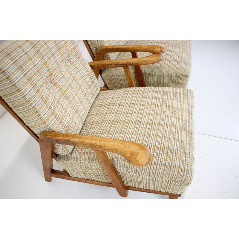 Pair of vintage oakwood armchairs by Krasna Jizba, Czechoslovakia 1960s