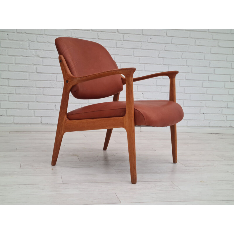Vintage "Domus" leather armchair by Inge Andersson, Sweden 1960s