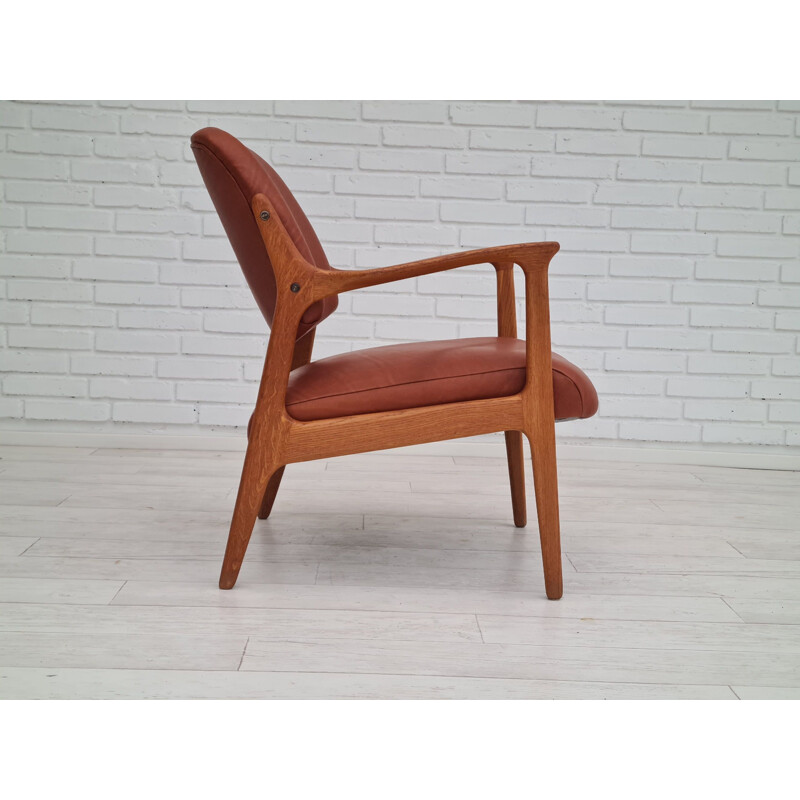 Vintage "Domus" leather armchair by Inge Andersson, Sweden 1960s