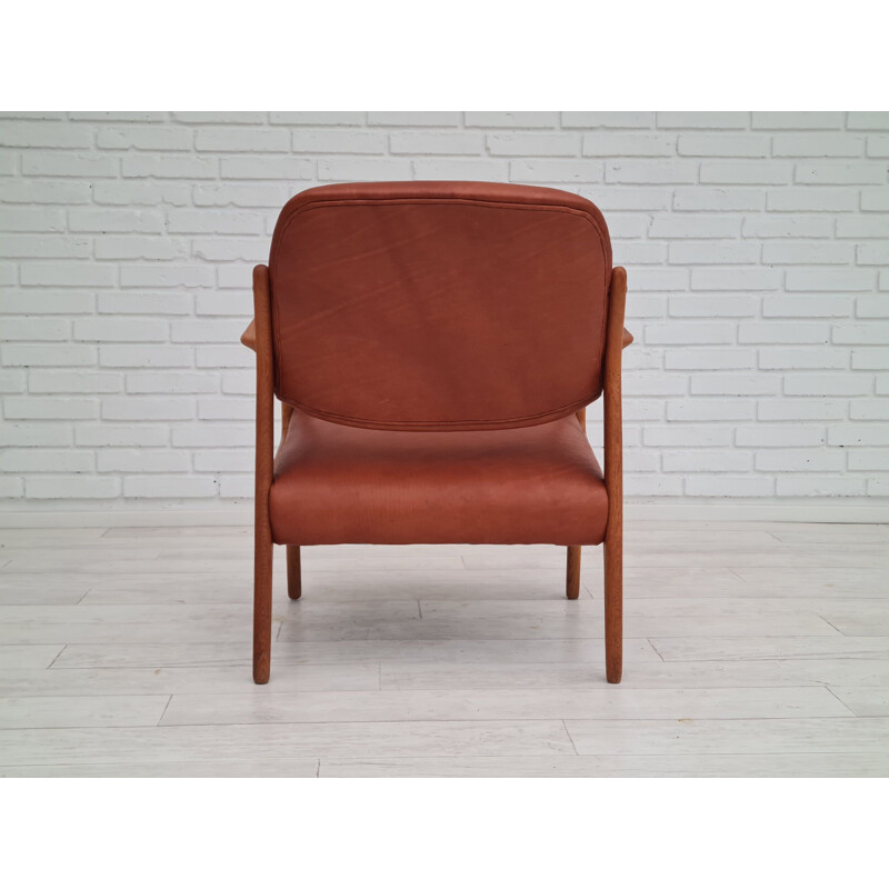 Vintage "Domus" leather armchair by Inge Andersson, Sweden 1960s