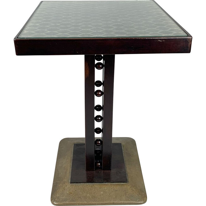 Mesa de pedestal Vintage Viennese Secession com placa de vidro por Josef Hoffmann, Áustria 1900