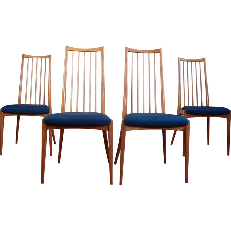 Ensemble de 4 chaises vintage en tissu et bois par Ernst Martin Dettinger, 1960