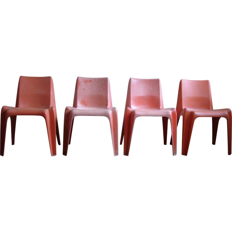 Set of 4 vintage fiberglass Ba 1171 chairs by Heltmut Bätzner for Bofinger, 1964