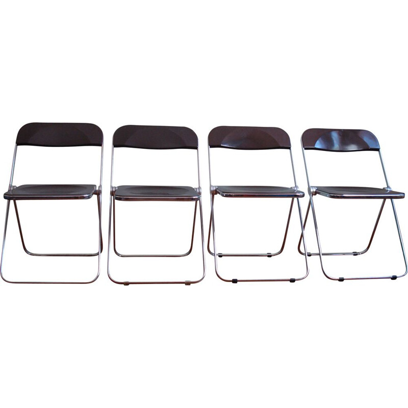 Set of 4 vintage folding chairs "Plia" by Giancarlo Piretti for Castelli Anonima Castelli, 1970