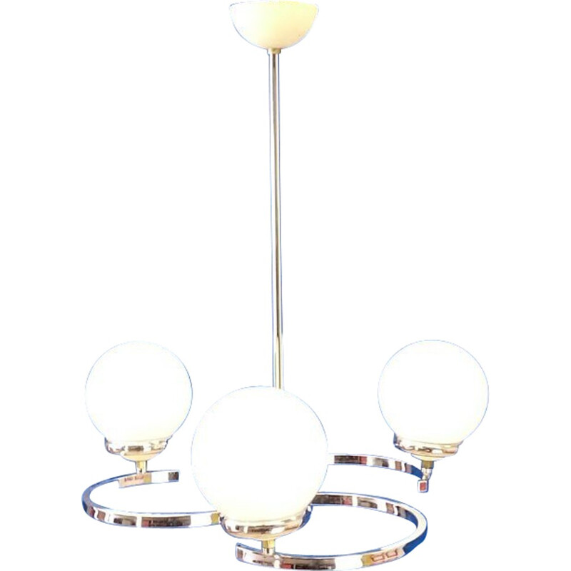 Mid century hanging lamp with opaline globes - 1970s