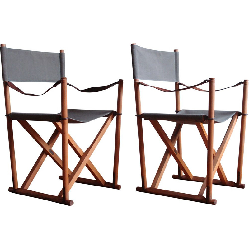 Pair of vintage folding chairs by Mogens Koch for Interna, Denmark 1960s