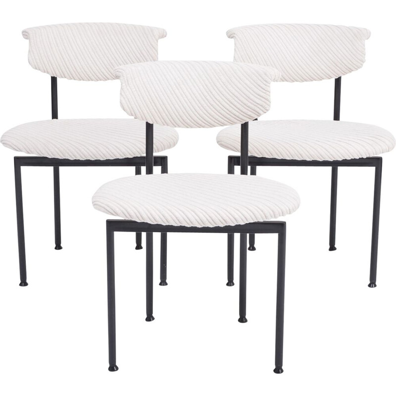 Conjunto de 3 cadeiras alfa brancas vintage de Rudolf Wolf, 1960