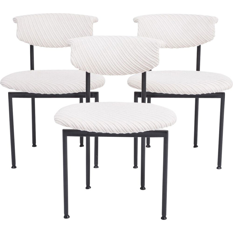 Ensemble de 3 chaises Alpha blanches vintage de Rudolf Wolf, 1960