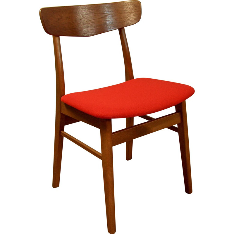 Red Danish Farstrup dining chair - 1960s