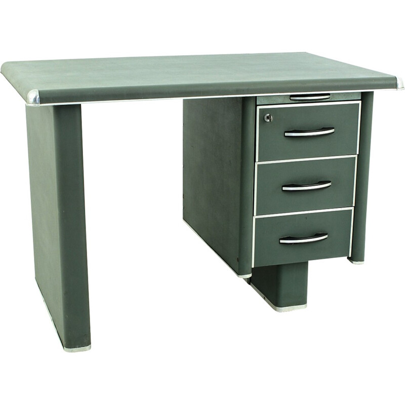 Mid-century desk in dark green metal - 1950s