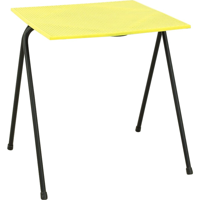 Small yellow side table in metal - 1950s