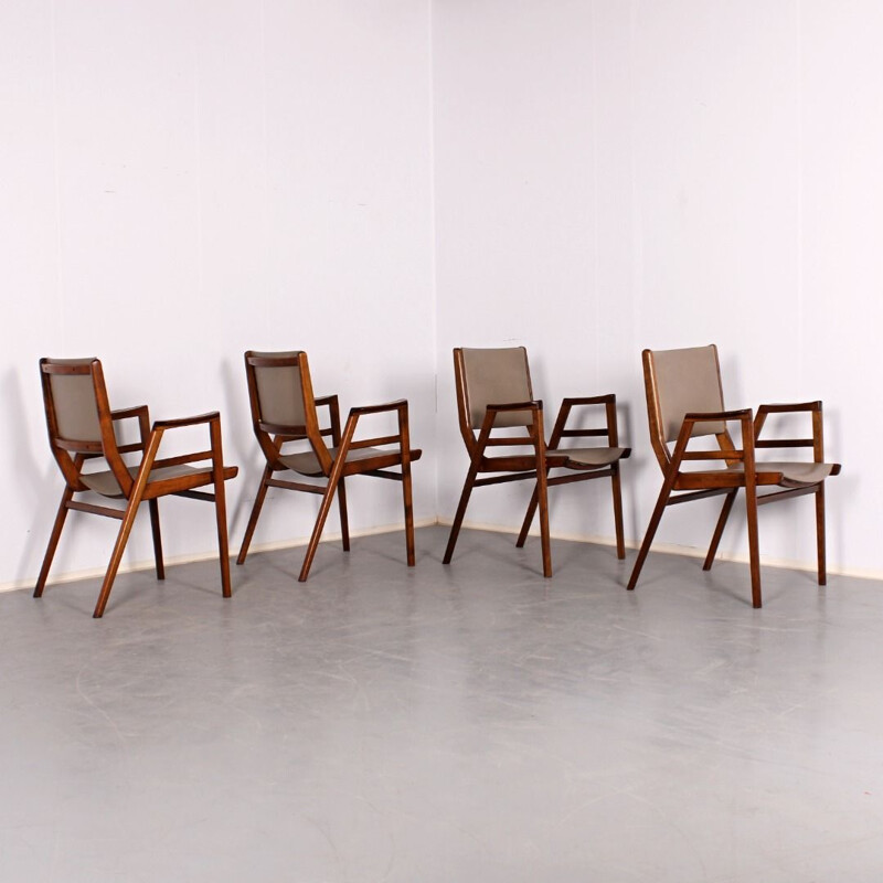 Set of 4 vintage dining chairs by Frantisek Jirák