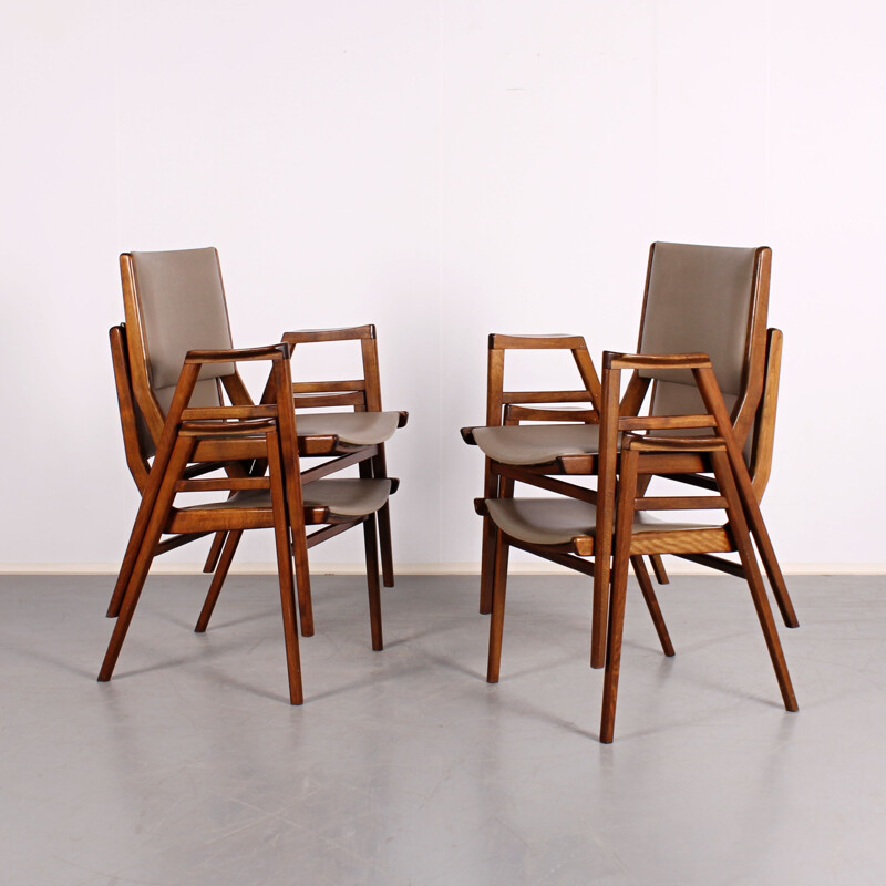 Set of 4 vintage dining chairs by Frantisek Jirák