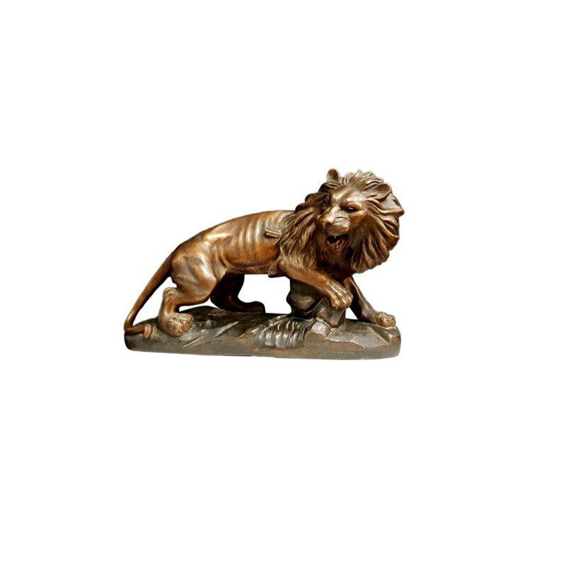 Lion vintage en terre cuite par Joliveaux