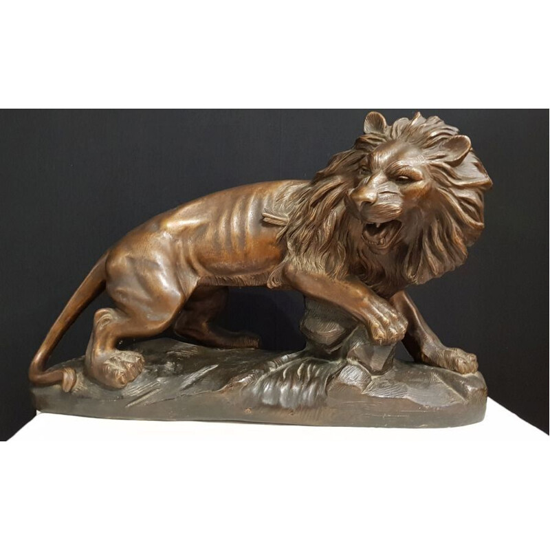 Vintage terracotta lion by Joliveaux