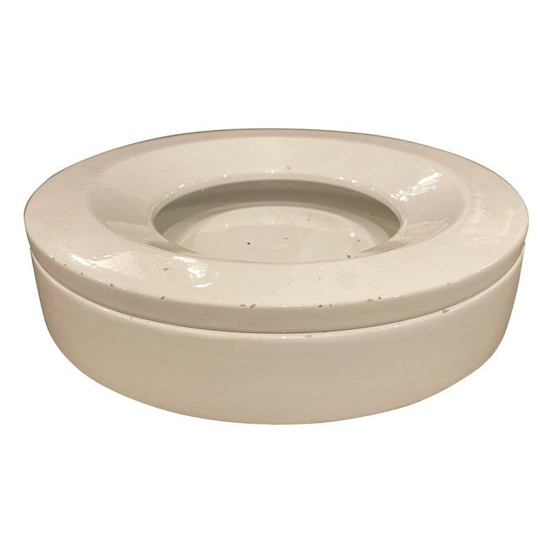 Modernist vintage white ceramic ashtray by Angelo Mangiarotti for Danese Milano, 1980s