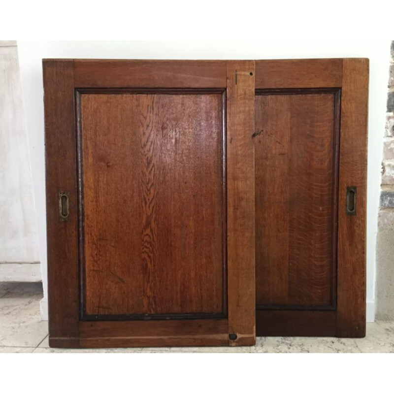 Paire de portes coulissantes vintage en chêne