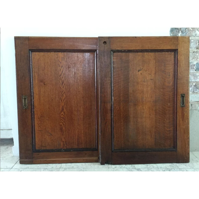 Pair of vintage sliding oak doors