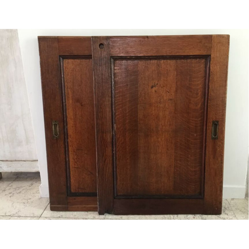 Pair of vintage sliding oak doors