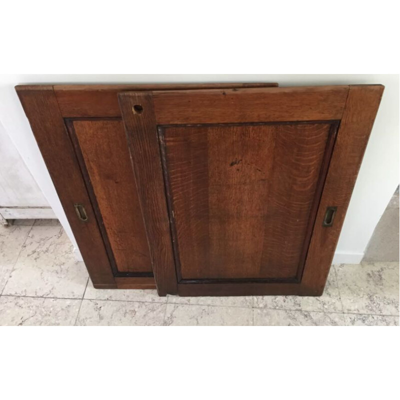 Pair of vintage sliding oak doors